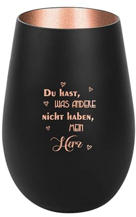 Der-Porzellan-Laden Windlicht mit Gravur Du hast was andere Nicht haben, Schwarz Bronze, Teelichthalter aus Glas mit Spruch, Tischdeko modern