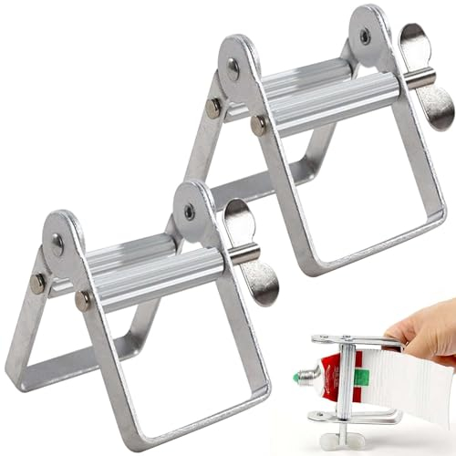 Asfrode Exprimidor de tubos de metal, 2 unidades, exprimidor de tubos de pasta de dientes, exprimidor de tubos, herramientas de metal con tamaño largo, 8 cm, para peluquería, crema de manos, tubo de
