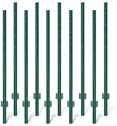 XYADA Fence Posts Sturdy Duty Metal Fence Post,U Post for Fencing in Garden Yard and Outdoor Wire-Pack of 10 (3 Feet)