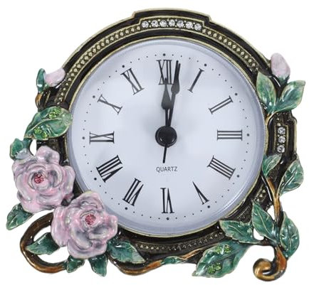 Ciieeo Europäische Retro-Stil Wohnzimmer Uhr Vintage Tischuhr Emaille Dekorative Batterie Mini Schreibtisch Uhr