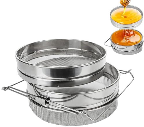 HunicandIU Estrattore di miele, colino per miele in acciaio inox, estrattore di miele, a maglia fine, accessorio multifunzionale per la raccolta del miele, attrezzatura per apicoltura regolabile per