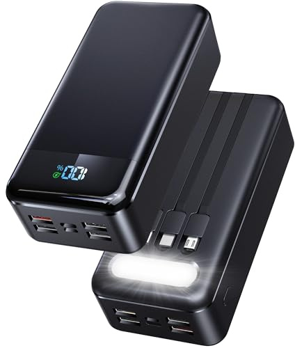 2025 56800mAh 65w Portable Charger Power Bank, External Battery Pack Phone Charger, 9 Charging Port Battery bank With Smart LED Display,Flashlight, for iPhone/iPad/Tablet