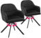 tectake® Esszimmerstuhl drehbar, Armlehnstuhl drehbar, ergonomischer Stuhl Samt, Stühle für Esszimmer, Möbel für Wohnzimmer, Arbeitszimmer, Esstisch, Schminktisch - 2er Set - schwarz/schwarz