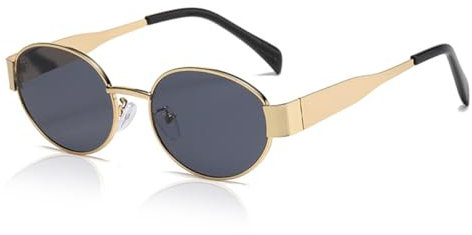 XITUADDA Ovale Damen Retro Sonnenbrille - Grau, UV400 Schutz, Metallrahmen, Ideal für Outdoor