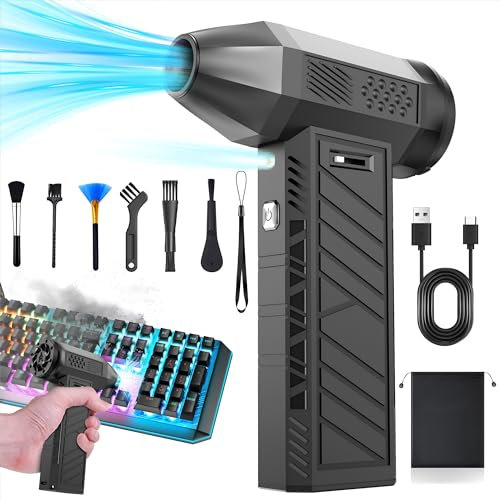 Cosyall Compressed Air Duster, 180000RPM Electric Air Duster for Cleaning Keyboard&PC, Compressed Air Cleaner for PC with Illumination, Air Blower Cleaner for Laptop, Car and Home
