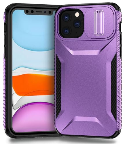 Yerebel Custodia per iPhone 11 Pro con copriobiettivo scorrevole, Resistente agli urti militare antiscivolo robusto di alta qualità cover per iPhone 11 Pro Viola