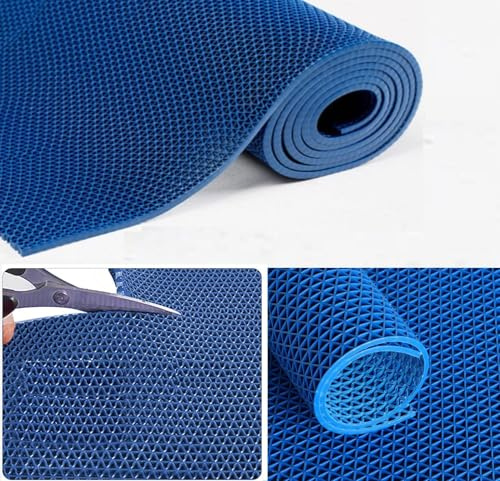 Tappeto Anti-Slip Impermeabile DRENANTE | Pedana in Plastica, Gomma, PVC, Su MISURA | Sauna - Bagno Turco - Docce - Docce - Piscina | Grigio-Verde (BLU, 60x120 cm)