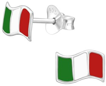 Monkimau Italien Kinder Ohrringe | 925 Silber | Mädchen Ohrstecker Schmuck | Hypoallergen & Nickelfrei | Kinderohrringe Geschenkidee