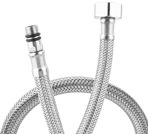 Pack of 2 Kitchen/Basin Monobloc Mixer Tap Connectors Flexi Pipes Tails British Standard Pipe M10 x1/2 Fitting 200mm Long (200mm)