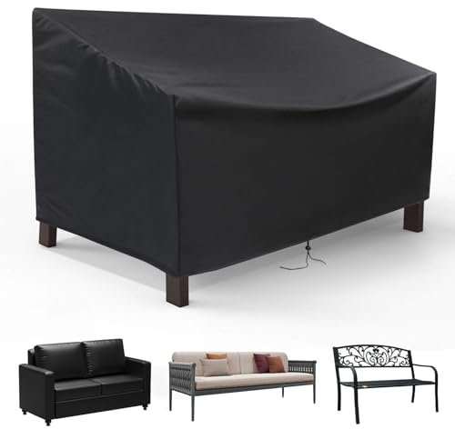 Gartenbank Abdeckung 134 x 66 x 89 cm, 600D Oxford Schutzhüllen für Gartenmöbe Wasserdicht Staubdicht Schutz vor Sonnenbrand für Außenbereich Gartenbank Terrasse Bänke Sofas Möbel