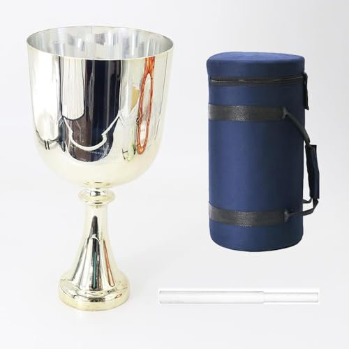 WEKONUMEX Crystal Singing Bowl Set, 432Hz,Handheld Crystal Chalice, For Stress Relief, Buddhist Sound Therapy, With Carry Case And Acrylic Striker(8 Inch F Note)
