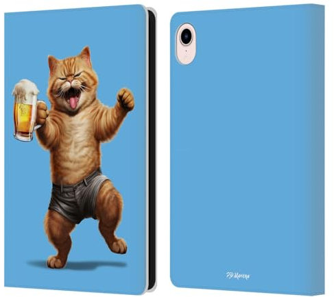 Head Case Designs Licenza Ufficiale P.D. Moreno Birra per Gatti Grafica Furry Fun Custodia Portafoglio in Pelle Compatibile con Apple iPad Mini (2021/2024)