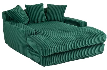 ZYLOYAL10 Cord-Schlafsofa Cloud Couch mit 3 weichen Kissen, bequemes Einzelsitz-Bodensofa für Wohnzimmer Wohnung Büro (Emerald)