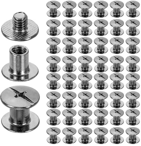 sourcing map Lot de 50 vis Chicago M5 x 7 mm 9 mm de long en métal Phillips - Rivets à clous - Vis de liaison pour bricolage, ceinture en cuir, sac, loisirs créatifs, reliure, noir