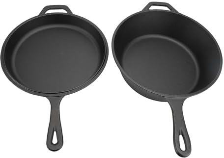 Fockety 10 -Zoll -Gusseisen -Pfannen, 2 in 1 vor Gewürzter Bratpfanne und Niederländischer Ofen, Sogar Heizungsköche für Herd, Ofen, Induktion, Elektro, Grill und Lagerfeuer