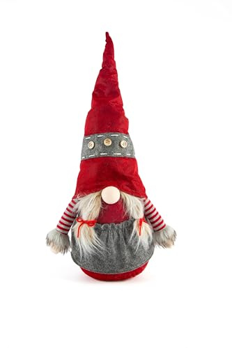 Excelsa Zwerg Türstopper Weihnachten Höhe 56 cm rot und grau Haus Dekoration