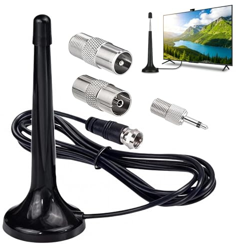 Antenne Radio FM DAB Intérieur Télescopique avec Base Magnétique, Réception Haute Définition, Compatible avec Récepteurs Stéréo, Tuners Radio Portables, et Systèmes Hi-Fi, Installation Facile Plug & P