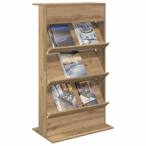 vidaXL Magazinregal Artisan-Eiche 70 x 41 x 126 cm Holzwerkstoff, Wohnzimmer, rechteckiger, moderner Zeitschriftenhalter, Glatte Ablage, Büro-Bücherregal, platzsparender Organizer