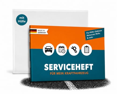 Falkenhorn® Serviceheft Auto inkl. Hülle | Universal Scheckheft, Inspektionsheft & Wartungsheft für KFZ, PKW, Oldtimer, 15 Inspektionen, Fahrzeugdaten, Halterwechsel & Notfallnummern, Made in DE, 1er