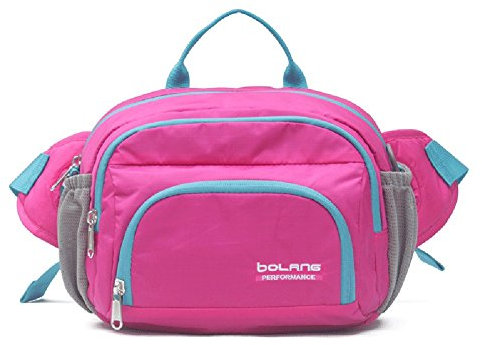 Outdoor Peak Unisex Nylon Wasserabweisende Gürteltasche Reiserucksack Messenger Bag Reiserucksack Sporttasche Geldbeutel Fahrrad Bergsteigen Trekking Plus Kopftuch (Pink)