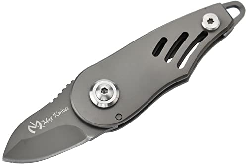 MAX KNIVES - 14693T - Lame acier 440C - Couteau de survie pour camping, chasse, pêche et randonnée - Couteau pliant manche acier 440C