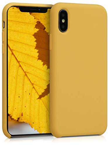 kwmobile Hülle kompatibel mit Apple iPhone X Hülle - Silikon Handy Case - Handyhülle weiche Oberfläche - kabelloses Laden - Honiggelb