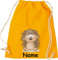 Shirtinstyle Gym Sack Kinder Turnbeutel Tiere Igel mit Wunschnamen, Beutel Tasche Hort Kita, Farbe Mustard