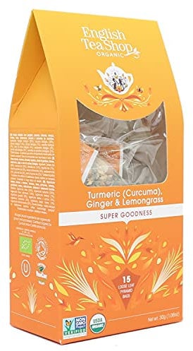 English Tea Shop Organic Turmeric, Ginger & Lemongrass (15 Pyramids), 30 g
