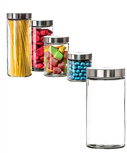BigDean Vorratsglas 1,7 Liter Glas Schraubglas Lebensmittelglas Edelstahldeckel mit Schraubverschluss 22 x 11 cm