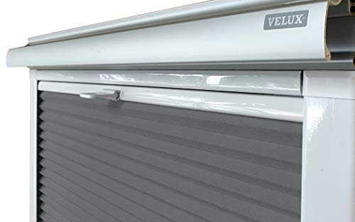Home-Vision® Dachfenster Premium Plissee Faltrollo ohne Bohren(Graphit für M04 / M34 - Weiß) Blickdicht Sonnenschutz, Alle Montage-Teile inklusive