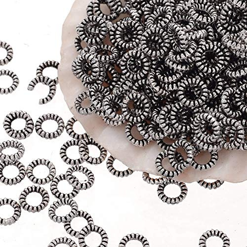 Perlin Metallperlen 4mm Spacer perlen, 2mm Loch für lederband kordel, Tibet Silber farbe, Ring Rondell Zwischenteile, Schmuckteile 100 Stk F382