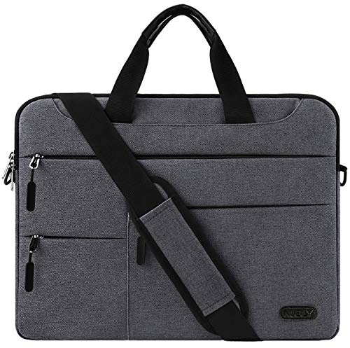 Sacoche pour Ordinateur Portable 14 Pouces Sac à Main Porte-Documents à Bandoulière Housse Imperméable Homme Femme Mallette Laptop Bag Gris Foncé