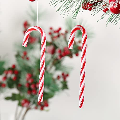 DAHI 64pcs Zuckerstangen für den Weihnachtsbaum Acrylic Zuckerstangen zum hängen Weihnachten Anhänger (rot/64pcs)