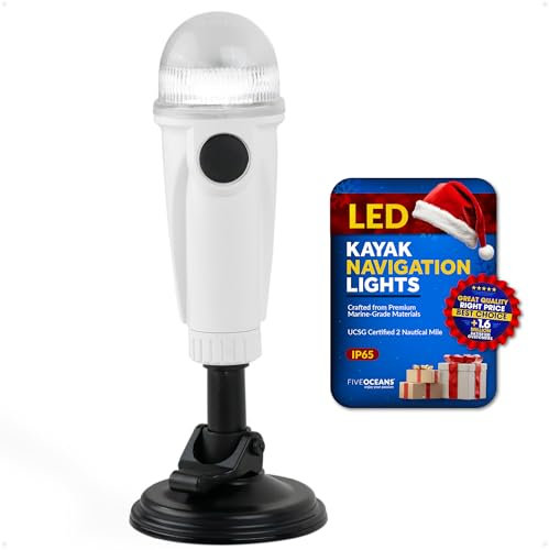 Five Oceans Kayak Lights - Stern Lights for Boats, Anchor Light, 8-inch, Battery-Powered LED Kayak Lights for Night Kayaking with Suction Cup for Small Boat, Canoe, Dinghy, Paddle Board - FO4483