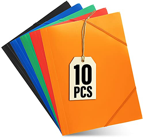 Praknu Sammelmappe A4 Kunststoff - 10er Set - Wasserabweisend - Farbig Sortiert - Sichere Aufbewahrung