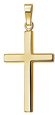 JEVELION Kreuz-Anhänger 585 Gold 14 Karat / 8 K Goldkreuz in Hochglanz poliert für Damen und Herren als Kettenanhänger + Schmuck-Etui und Zertifikat
