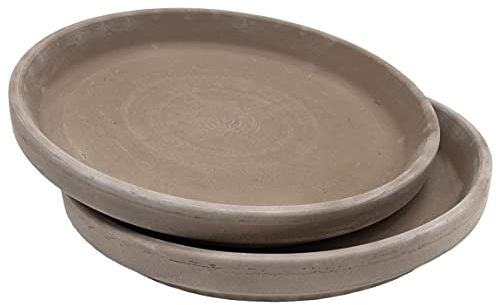 B2S BACK2SEASON Ton Untersetzer 2 Stück Made in Germany Pflanzenteller Teller Terrakotta Übertopf wiederverwendbar rund braun 2er Set (Durchmesser außen 21,9 cm)