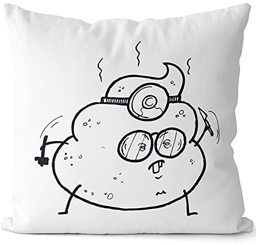 JUNIWORDS Kissen, Kackhaufen Arzt, 40 x 40 cm, 2-farbig, Weiß-Hellbraun