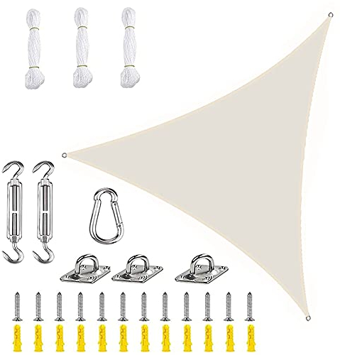 PYapron Sonnensegel Sonnenschutz Dreieck Polyester Windschutz Wetterschutz Wasserabweisend Imprägniert 95% UV Schutz Mit Seilen Und Befestigungs Kit Für Outdoor Garten,#3,6x6x6m