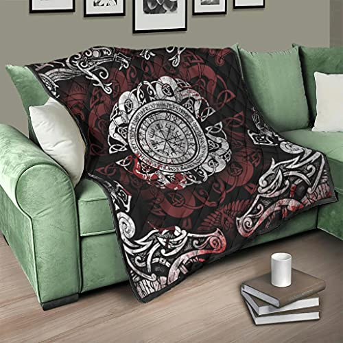 AXGM Quilt Decke Tagesdecke Wikinger Drache Tattoo Steppdecke Wohndecke Kuscheldecke Mikrofaser TV-Decke White 180x200cm