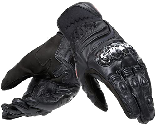 Dainese - Carbon 4 Short Gloves, Kurze Motorradhandschuhe aus Leder, mit Knöchelprotektoren aus Carbon, Mann, Schwarz/Schwarz, XS