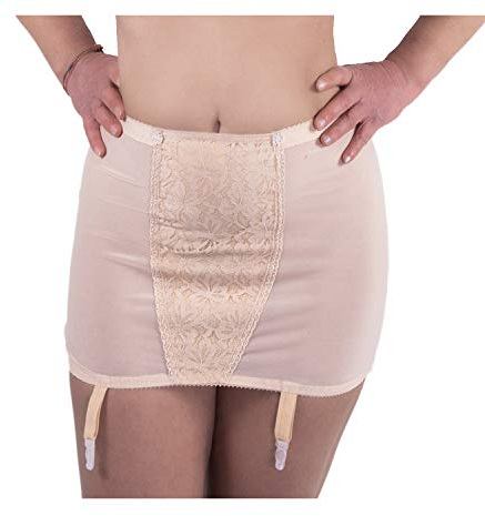 BODYPERFECT Guaina donna con reggicalze in Elastico Contenitivo Rinforzo Addome in Cotone Modellante e Contenitiva LARGE