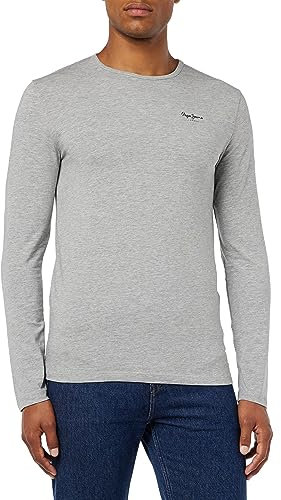 Pepe Jeans Mens Original Basic 2 Long N T-Shirt, Grey (Grey Marl), L UK