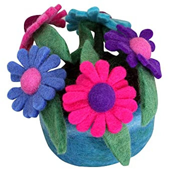Pachamama Handgefilztes Blumenarrangement mit Topf, 14 cm, handgefertigt, Wollfilz, Fair-Trade-Heimdekoration (Gerbera)