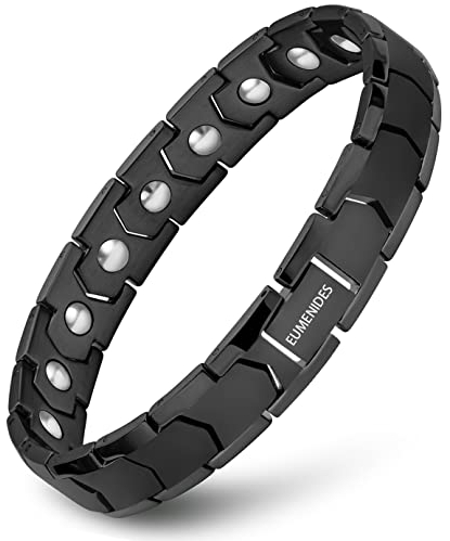Magnetisches Armband,Herren Magnetarmband, Titan Stahl Magnettherapie Armband, Voll Magnetisches Armband mit 18 Magneten,Statische Elektrizität Entfernen, (Schwarzes Magnetarmband)