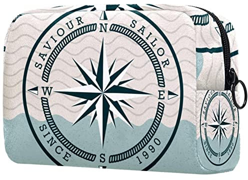 Makeup Bag Vintage Compass Red Rose Travel Toiletry Bag Makeup Large Capacity Organizer Case
