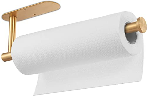 Deymogs Küchenrollenhalter Gold, Küchenrollenhalter ohne Bohren, Edelstahl, für Speisekammer, Waschbecken, Badezimmer