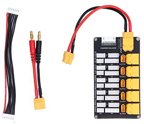 Wakects Parallel charging board, Lipo battery charging board, parallel XT30 XT60 connector, multi 2-6S lithium, supports 5 battery packs, for IMAX B6, ISDT Q6 Pro, D2, T8 charger