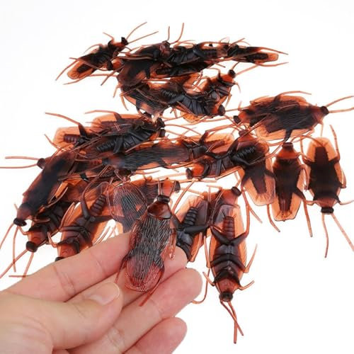 Tokaneit Halloween Dekorationen, Realistische Käfer aus Kunststoff, Realistisches Insektenspielzeug, Verschiedene Anregende Künstliche Würmer, Insekten, Halloween Teasing Streich Requisiten, 20 Stück