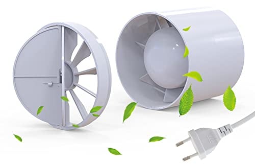 WingFly Rohrventilator 100mm Abluftventilator, mit Rückstauklappe und EU-Stecker, Rauchabzug Kanalventilator 130m³/h Inline-Rohrventilator Leise für Badezimmer, Küche, Gewächshaus